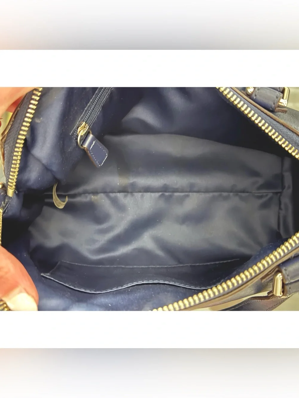 COACH Bleecker Leather Mini Satchel Crossbody Bag – NAVY BLUE